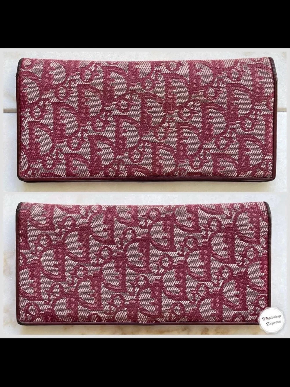 Dior Burgundy Signature Monogram Long Wallet